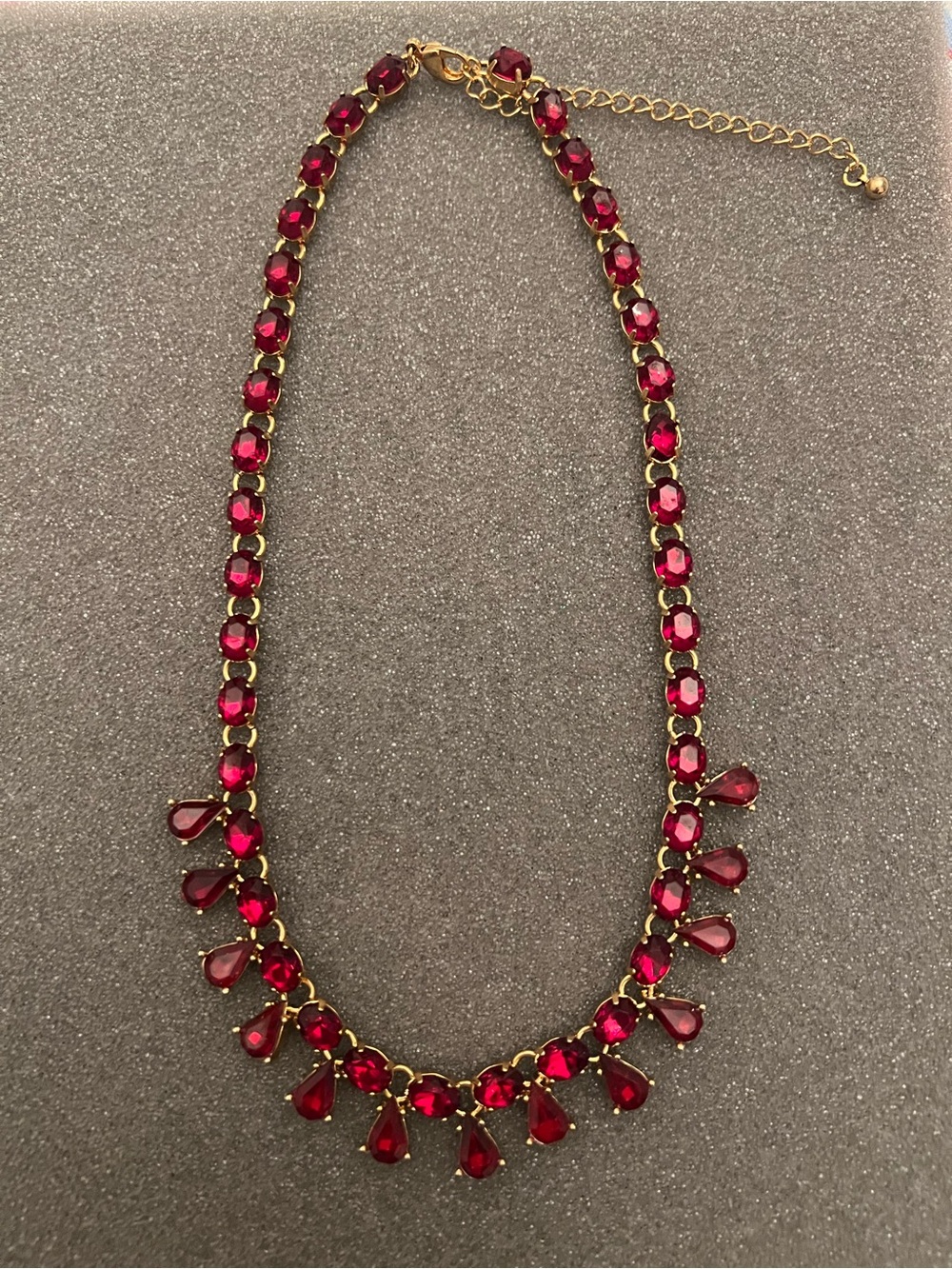 Avon Red Rhinestone Necklace Vintage Teardrop
